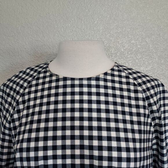 Victoria Beckham Navy White Check Blouse w/Peplum Size L - Picture 4 of 16
